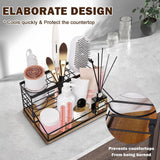 Siyzda Hair Tool Organizer, Movable Hair Dryer Holder, Hair Styling Tools Storage for Vanity, Bath Counter Organizer, Bathroom Trays for Hair Toiletry, Makeup (12" x 7.7" x 5.8", Wood-Black) Siyzda