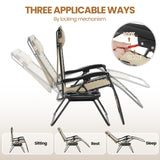 Yaheetech Outdoor Zero Gravity Chair Foldable Recliner Adjustable Patio Lounge w/Canopy Shade, Side Cup Holder Tray, Carry Strap for Garden Beach Lawn Deck Beige/1 Yaheetech