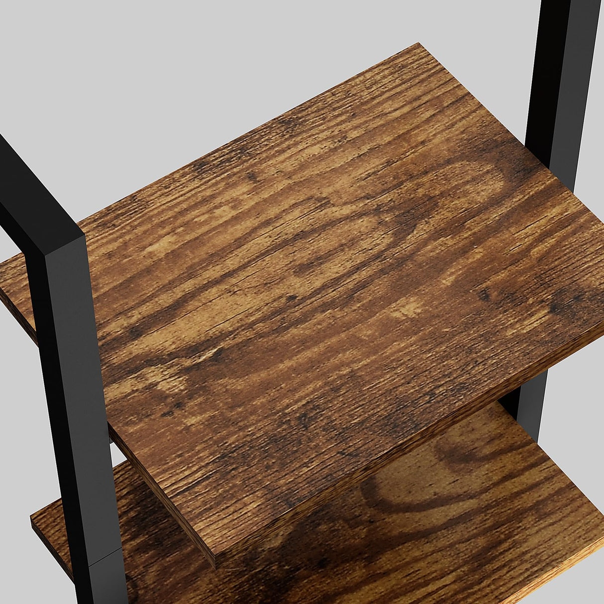 YMYNY 5 Tiers Ladder Bookcase, Industrial Wall Mounted Bookshelf, Open Display Rack with Metal Frame, Wooden Storage Shelves for Bedroom, Home Office, Plant Stand, Rustic Brown, 70*17.3*11.8"UHBC015H YMYNY