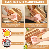 Uiifan 3 Pcs Acacia Wood Cutting Board with Handle Wooden Chopping Board Charcuterie Boards Assorted Size Serving Board Butcher Block Serving Tray for Cheese Pizza, 16 x 12 In, 17 x 7 In, 16 x 4.7 in Uiifan