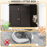 Tangkula Litter Box Enclosure, Cat Litter Box Furniture Hidden with Large Drawer, 2 Doors, Indoor Cat Washroom Storage Bench Side Table Cat House, Large Wooden Enclosed Litter Box Cabinet (Brown) Tangkula