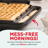 DASH No-Drip Waffle Maker - Four Waffle Molds, Nonstick Waffle Iron with Quick Heat-Up, Nonstick Surface - Perfect Waffle Maker for Kids and Families, Just Add Batter DASH
