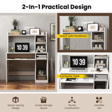 Giantex 43.5" Modern Computer Desk with Power Outlet, Keyboard Tray & Storage for Home Office Giantex