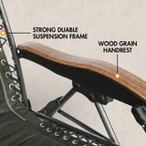 PORTAL Zero Gravity Oversized, Folding Reclining Patio, Full Padded Outdoor Foldable Lounge Chair with Adjustable Headrest, Support 350 LBS, Green PORTAL