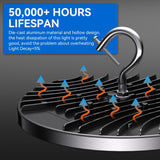 4 Pack UFO LED High Bay Light 150W(600W MH/HPS Equiv.), 21000lm, 5000K Daylight High Bay LED Shop Lights with 5' Cable US Hook, IP65 Commercial Light Fixture for Warehouse Workshop Barn Factory Yihuven