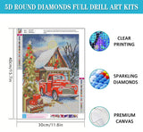 mrpwnle Diamond Painting Kits for Adults-Christmas Truck Diamond Art Kit for Adults Beginners 5D Diamond Painting Red Truck DIY Full Drill Christmas Diamond Painting Gem Art Crafts Kit 12x16in mrpwnle