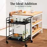 Best Choice Products Outdoor Mobile Patio Bar Cart, Home Bar Serving Cart, BBQ Side Table w/ 2 Tier Storage, Wine Rack, Lockable Wheels - Black Best Choice Products