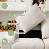 LEISLAND 88.58" Modern Sofas Couches for Living Room, Chenille Sofas & couches with Square Armrest, Removable Low-Back Sofa Cushion and Detachable Sofa Cover/Easy to Install(Beige) LEISLAND