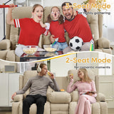 IPKIG Power Loveseat Recliner Sofa with Flip-Up Backrest Console, Drawer, AC Outlet, LED Light, Bluetooth Speakers, Wall Hugger Recliners for Living Room, RV, Home Theater (Beige, Loveseat) IPKIG