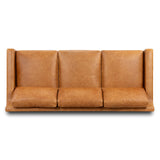 POLY & BARK Sorrento Leather Couch – 86-Inch Leather Sofa with Tufted Back - Full Grain Leather Couch with Feather-Down Topper On Seating Surfaces – Pure-Aniline Italian Leather – Cognac Tan POLY & BARK