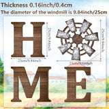 Qunclay 4 Pcs Windmill Wall Decor Wooden Home Letters Decoration Rustic Farmhouse Home Hanging Wood Sign Farmhouse Wall Decor for Living Room Kitchen Bedroom Porch(Brown) Qunclay
