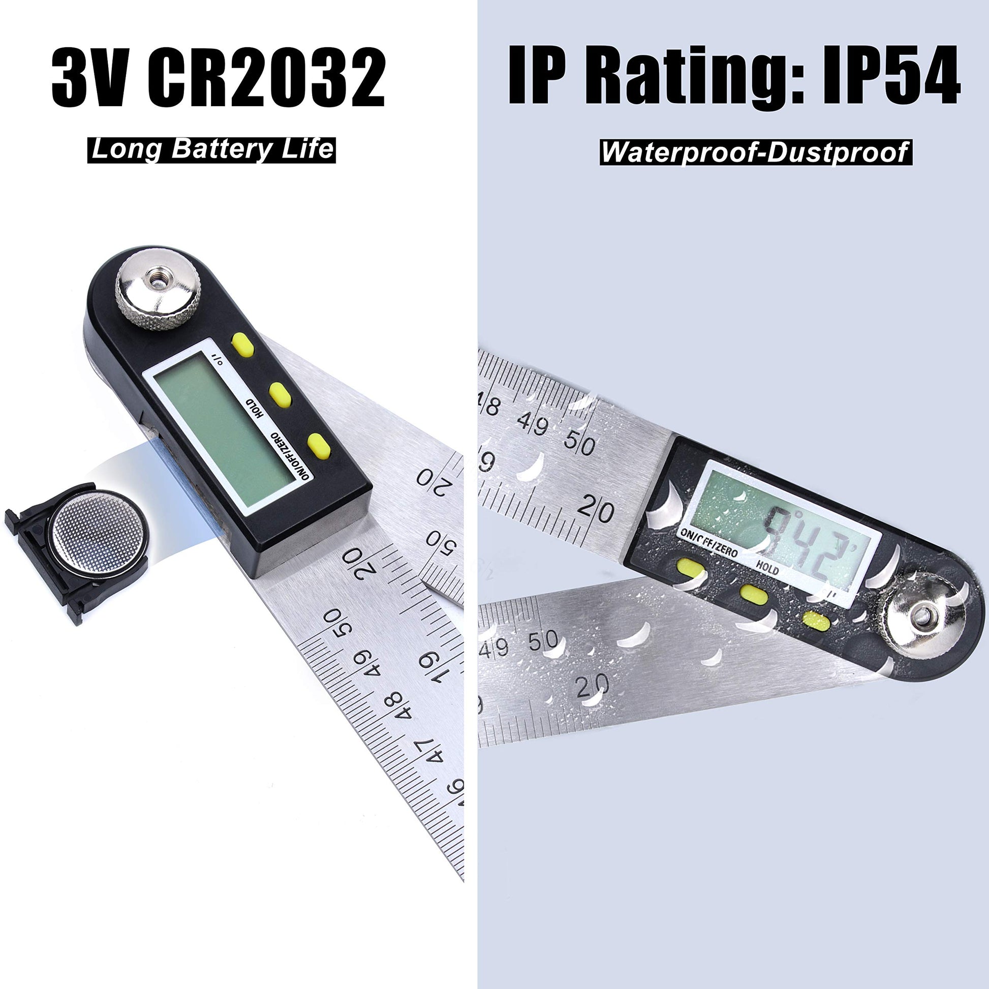 Yangoutool Digital Angle Ruler 20inches/500mm Stainless Steel Digital Angle Finder and Protractor Large Gauge Precision Measuring Tool for Woodworking Metalworking and Construction - WoodArtSupply