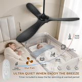 BOOSANT 72" Ceiling Fans with Lights and Remote Control, Outdoor Ceiling Fan with Lights High CFM Quiet 3 Blade Wood Walnut Ceiling Fan, Modern Propeller Ceiling Fan for Outdoor/Indoor,Matte Black BOOSANT