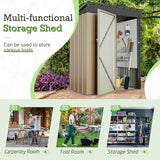 Furniwell Outdoor Storage Shed, Metal Garden Sheds Outdoor Storage House with Single Lockable Door for Backyard Patio Lawn (Brown, 5 x 3 FT) Furniwell