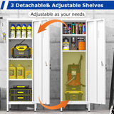 GAIOUS Metal Locker Storage Cabinet, Steel File Cabinet with Door and Shelves, Locked Storage Cabinet for Small Spaces, Locker for Employees, Storage Locker for Office Garage School Gym (1 Door,White) GAIOUS