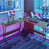 L Shaped Desk, Sturdy Gaming Desk Computer Desk with Large Wooden Desktop for Home Office, L Shaped Gaming Desk Corner Desk for Small Space, Easy to Assemble, L Desk Gaming Table L Shape Desk Haiput Wam