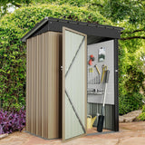 Furniwell Outdoor Storage Shed, Metal Garden Sheds Outdoor Storage House with Single Lockable Door for Backyard Patio Lawn (Brown, 5 x 3 FT) Furniwell