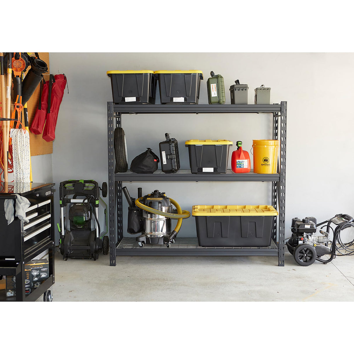 Ironton Industrial Shelving Rack, 3 Storage Shelves Steel Construction 3-Tier Rack with 2000-Lb Load Capacity Per Shelf, Garage Storage Rack Ironton