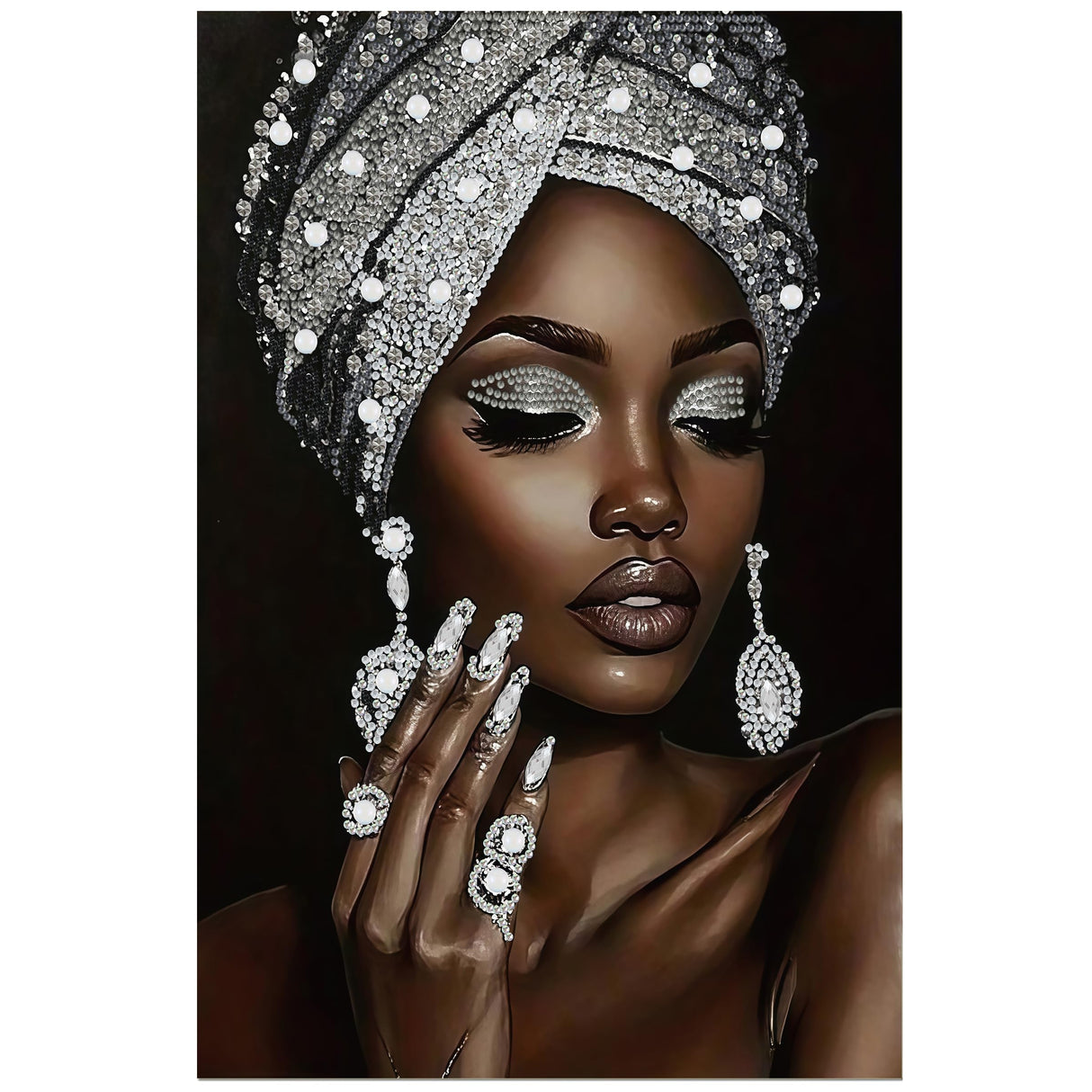 African woman diamond art kits for adults,Partial 5D Diy diamond painting kit for beginners,Special shaped diamond art,sparkling gem art,Diamond Mosaic embroidery gift,living room decor,11.81x15.7inch KUFWKEY