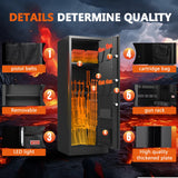 HEANVO 10-14 Gun Cabinet,Large Gun Safe for Rifles and Pistols,Shotgun Safe,Gun Safes for Rifle and Password Lock,Gun Cabinet for Home with Adjustable Shelves with Dual Alarm & Mute Mode HEANVO