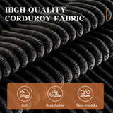 ClinQ 132-Inch Modern Style Curved Sofa, Upholstery Corduroy Sofa Couch with 3 Pillows, Black ClinQ