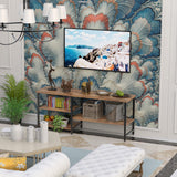 55 Inch TV Stand for TVs up to 70 Inch TV, Modern Entertainment Center with Open Storage Shelves, TV Media Console Table for Living Room, Rustic Brown CJMM