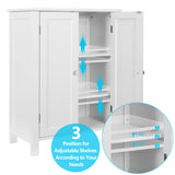 SUPER DEAL Modern Bathroom Floor Storage Cabinet with Adjustable Shelf and Double Door Rust Proof, Living Room Modern Home Furniture Storage Organizer Cabinet SUPER DEAL