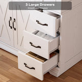 LIKIMIO Wardrobe Closet with 5 Cabinet Doors and 3 Drawers, Large-Capacity Deep Armoire for Bedroom with 3 Side Hooks, Hanging Rod and Anti - tip Kit, White LIKIMIO