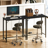 HOOBRO Bar Table with Charging Station, Rectangular Pub Table, High Top Coffee Table, Counter Bar Height Table, Narrow Long Dining Table, 35.4" L x 15.7" W x 35.6" H, Black BB90UBT01N1 HOOBRO