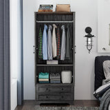 Yechen 71" Wooden Armoire Wardrobe Closet - Modern Functional Clothes Tall Storage Cabinet with Adjustable Shelf and Hanging Rail, Sturdy Freestanding Closet Wardrobe with 2 Wide Drawers for Bedroom Yechen