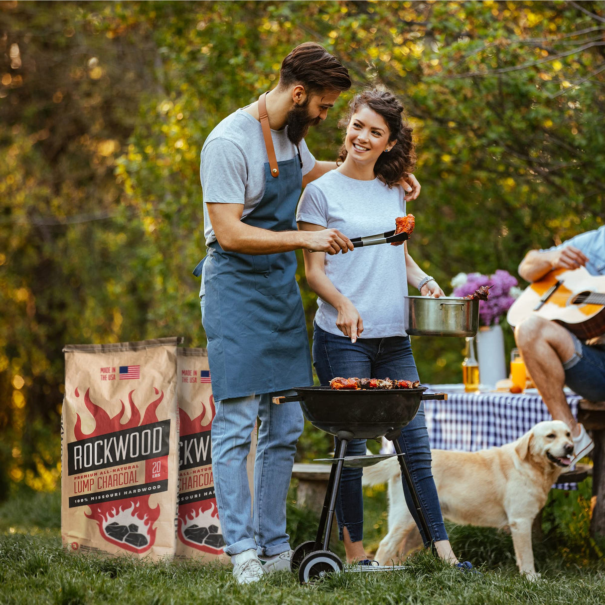 Rockwood Natural Lump Charcoal - Oak, Hickory & Cherry Hardwood Blend for High-Heat Grilling & Slow Smoking - Clean Burning BBQ Charcoal - No Fillers - Made in USA - 20 lbs (1 Pack) Rockwood