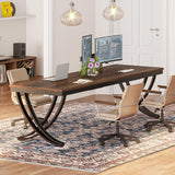 Tribesigns 2-Person Office Computer Desk, 78.7-Inch Extra Long Desk, Large Double Desk for Home Office, Workstation Work Desk for Two People with Stylish Legs, Rustic Brown Tribesigns