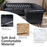 QHITTY L-Shaped Sofa, Sectional Chesterfield Leather Couch 5-Seater Upholstered Small Accent Tufted Sofa with Rolled Armrest and Nailhead Design for Living Room, Apartment, Office (Black) QHITTY