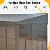 Domi 12x16FT Wall Mounted Sunroom,Solarium Aluminum Enclosed Gazebo with Hard Walls,Front Door&Side Entrance,Galvanized Steel Sloping Roof&Detachable PC Screen,Lean to Gazebo Sun Room for Patio Deck domi outdoor living