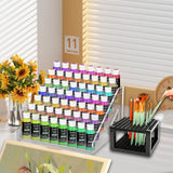 UpChoNice 7-Layer Clear Paint Organizer & Brush Holder, Snap-On Design Miniature Multi-Layer Storage Rack for Model Paints, Alcohol Inks, Nail Polish & Craft Supplies, Easy Assembly UpChoNice
