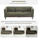 Christopher Knight Home Marloo 3 Seater Sofa Couch, Upholstered Couch, Linen-Like Tufted Back Sofa with Arm Rest, Rubberwood Legs, 78" Spacious Seating for Living Room Home Rest, Dark Green Christopher Knight Home