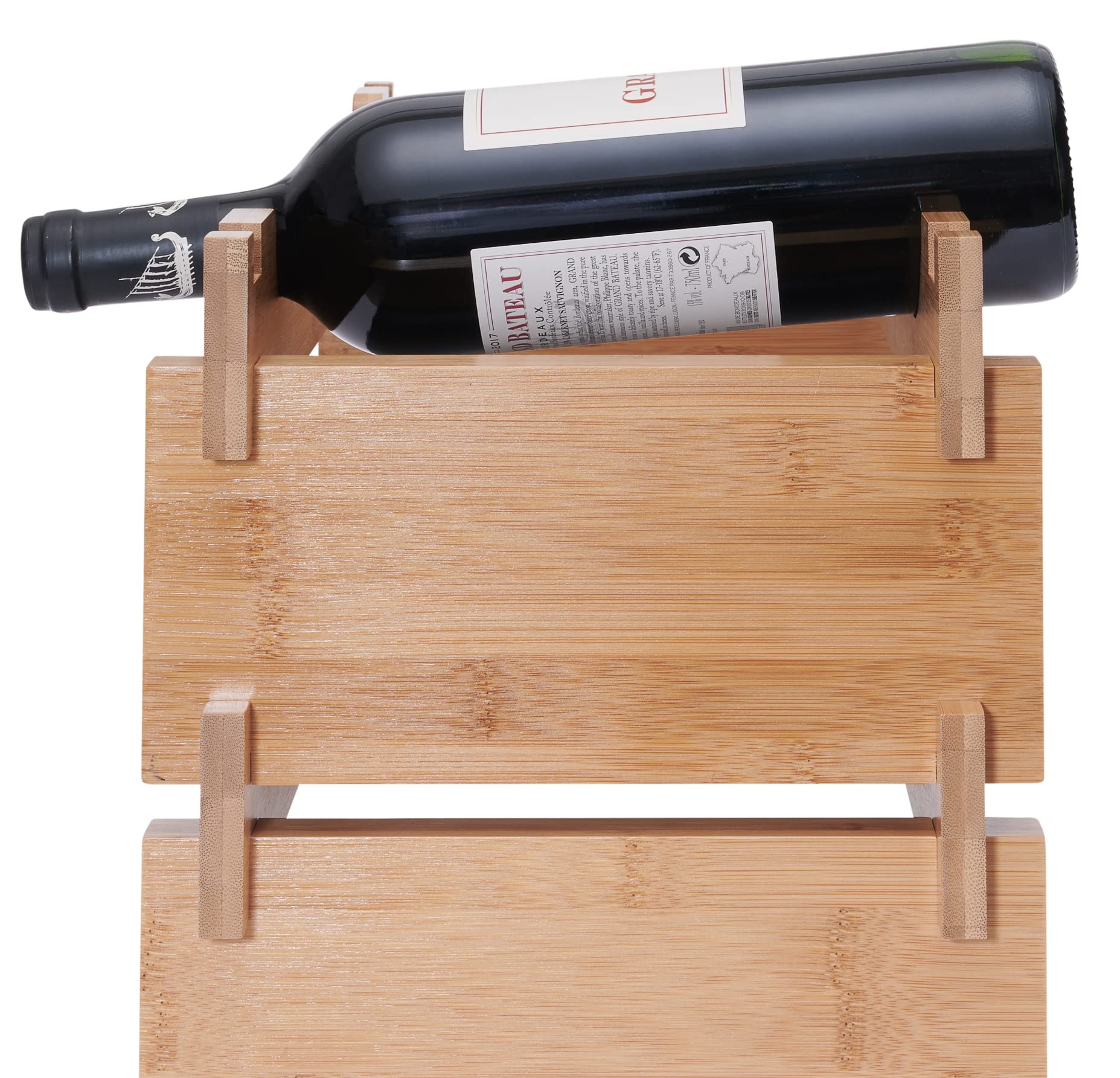 Modular Stackable Bamboo Wooden Wine Rack; Easy to Assemble & Add Levels; Bottles Rest Slanting Downwards to Keep Corks Moist; for Kitchen, Pantry, Cellar Storage (12 Bottle Capacity, 6 x 2 R - WoodArtSupply