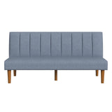 HomePop Upholstered Bergen Convertible Futon Sofa Bed, Modern Sofa Couches for Living Room, Small Spaces, Dorm, Apartment, Blue Woven HomePop