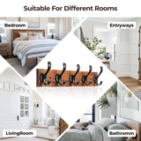 Hmsrjh Coat Rack Wall Mounted, Pre-Assembled 16" Wooden Hat Rack with 5 Hooks, Heavy Duty Rustic Farmhouse Wood Plank for Entryway, Bathroom - for Hanging Coats, Jackets, Hats, Bags, Backpacks Hmsrjh