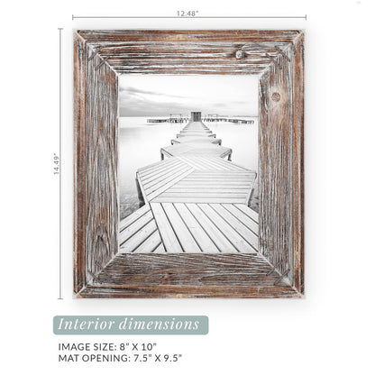 Barnyard Designs Rustic Wooden Picture Frame, Western Farmhouse Tabletop or Wall Hanging Wood Picture Frame, Distressed Barnwood Brown (8"x10" / 1 Frame)