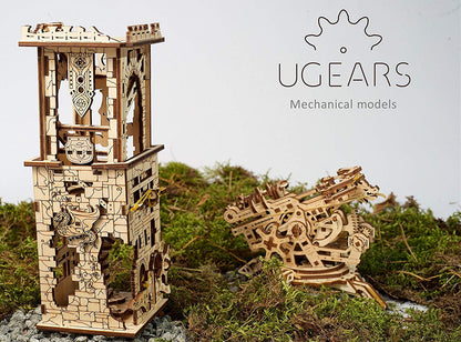 UGEARS Archballista and Tower Wooden 3D Puzzle - Mechanical Model for Self Assembly - Laser-Cut DIY Kit