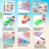 Frienda 6 Pcs Diamond Painting Kits 12 x 16 Inch DIY 5D Abstract Landscapes Diamond Art Full Round Drill Crafts for Adults Youth Beginners Numbers for Home Wall Decor Gifts (Pink Ocean) Frienda