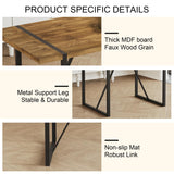 Ganooly Rustic 9 Piece Dining Room Table Set for 8 People, Mid Century Modern 71 Inch Rectangle Wood Kitchen Dining Table with 8 Fabric Chairs Set, Suitable for Kitchen Dining Room Apartment Ganooly