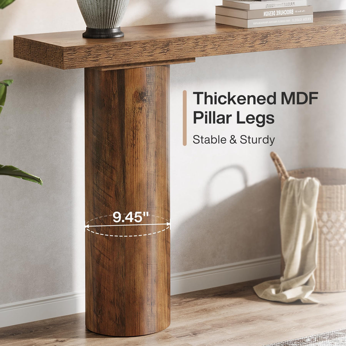 Tribesigns 63" Farmhouse Entryway Console Table, Narrow Long Sofa Table Behind Couch for Living Room, Hallway, Entrance, Foyer Tribesigns