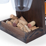 Rustic State Rueda Tabletop Wine Rack for 4 Bottles with 2 Stemware Glass Holder and Cork Storage Countertop Tray Freestanding Bar Organizer, Walnut Rustic State