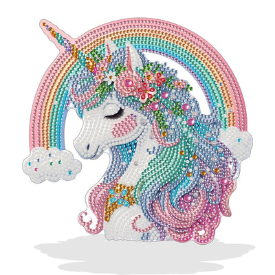 Tabletop Diamond Painting Ornaments Kits, Special Shaped Rhinestone Statues Desk Placement Ornament , 5D Rainbow Unicorn Diamond Art Figurines Sculpture Ornaments Crafts Kits for Adults Beginners