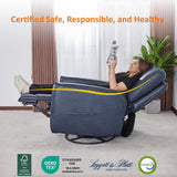 MCombo Power Swivel Rocker Recliner with Lumbar Support, Faux Leather Electric Nursery Glider Recliner Chair for Adults, 6922 (Navy Blue) MCombo