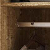 Timechee Almirah for Clothes, Storage Wardrobe Closet Cabinet, Clothes Closet with Metal Hanging Rod, 4 Shelves and Sliding Doors for Bedroom, Natural + White (21.4" D x 47.2" W x 69.7" H) Timechee