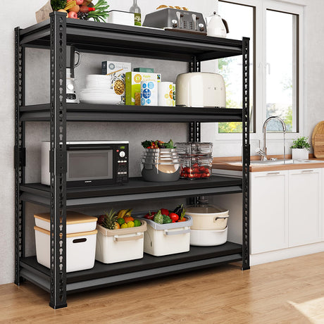 Huhaneon Garage Shelves Heavy Duty - 48''W 2,000Lbs Metal Adjustable Storage Shelving Rack Units for Warehouse Basement 48" W x 16" D x 72" H 4 Tier Black Huhaneon