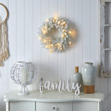Nearly Natural 18in. White Colorado Spruce Artificial Christmas Wreath with 129 Bendable Branches and 20 Warm LED Lights Nearly Natural